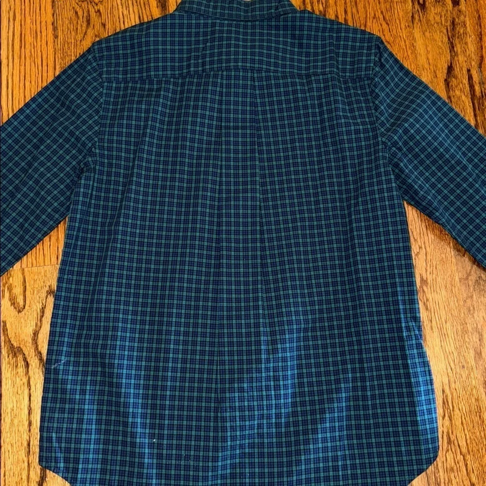 Polo Ralph Lauren boys navy and green plaid oxford shirt size large (14-16) NWT